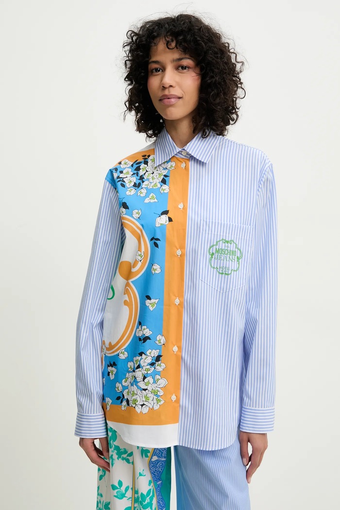 Moschino Jeans camicia in cotone blu 0223.3725