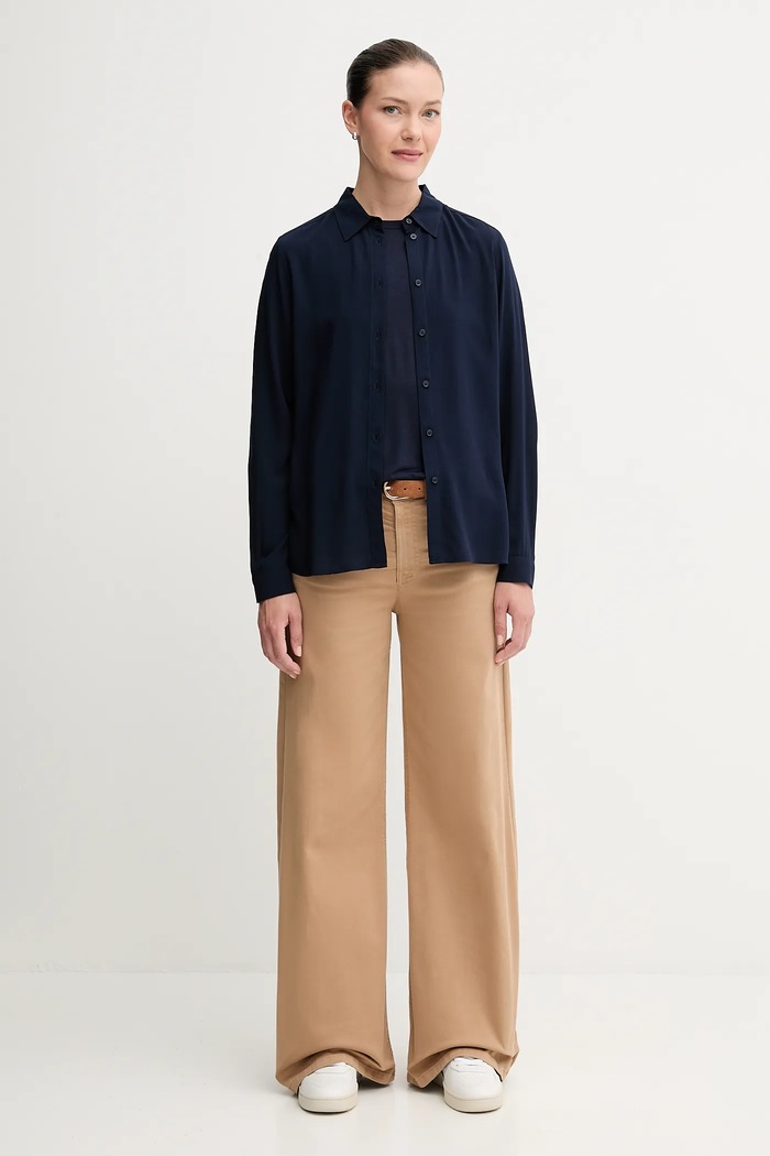 United Colors of Benetton koszula damska z wiskozy 5WPWDQ0B0 granatowy SS26