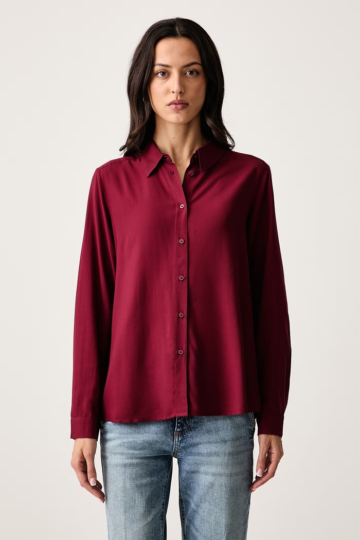United Colors of Benetton Košile dámská z viskózy burgundské 5WPWDQ0B0
