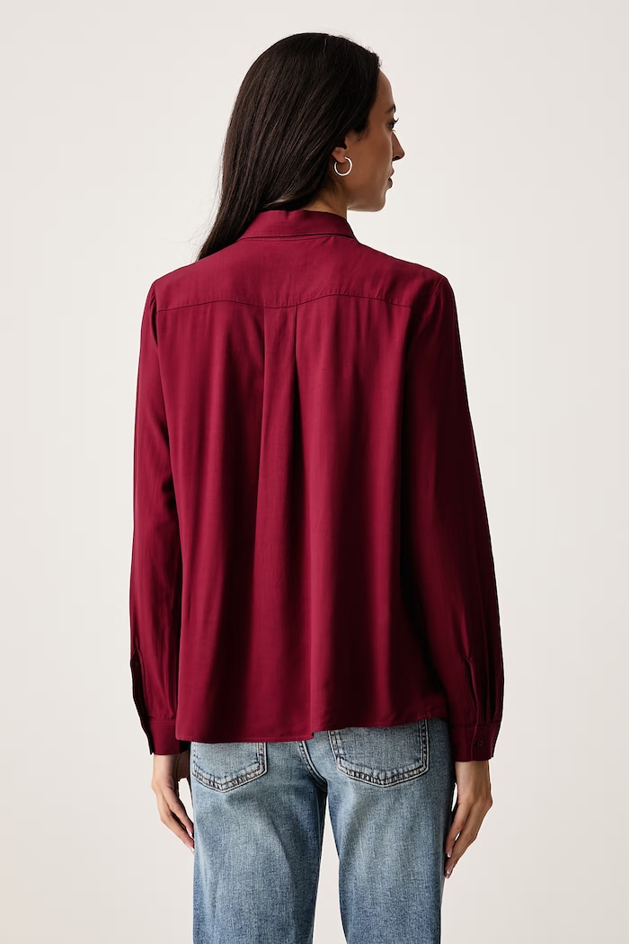 United Colors of Benetton Košile dámská z viskózy 5WPWDQ0B0 burgundské SS26