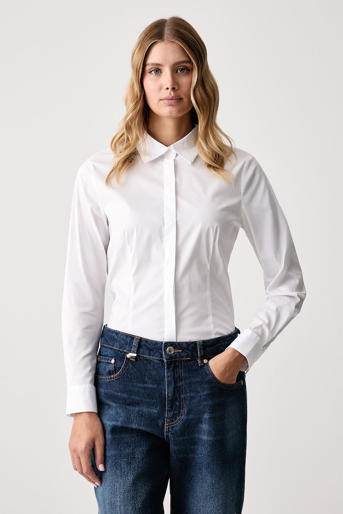 United Colors of Benetton Риза дамска с памук бял 54KXDQ03B