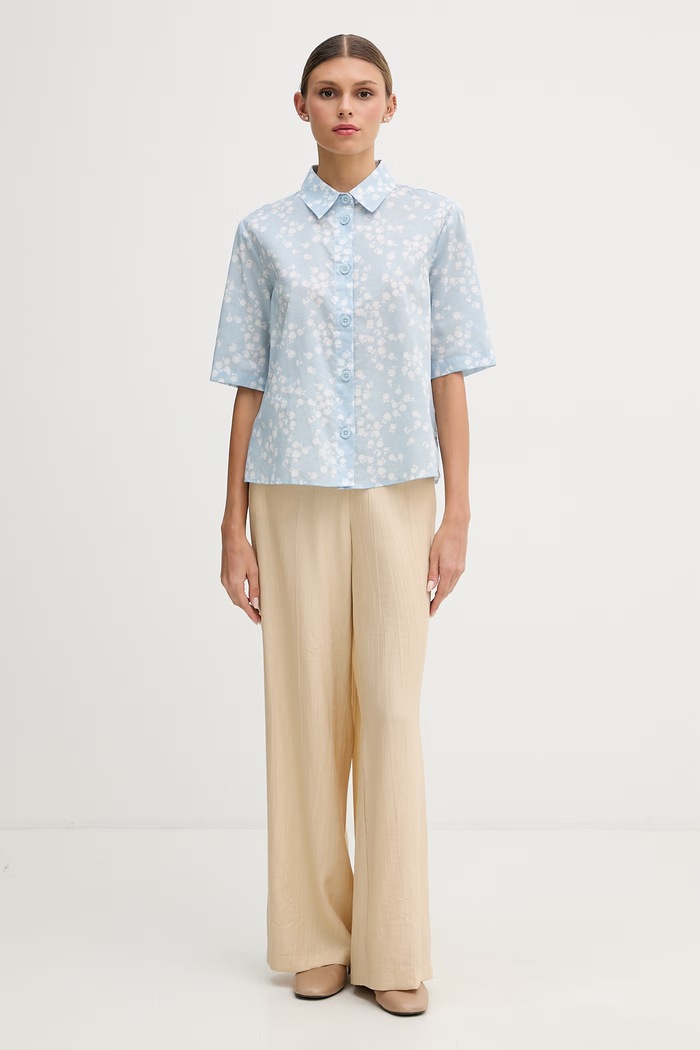 United Colors of Benetton Košeľa dámska bavlnená 5Q6SDQ07O modrá SS26
