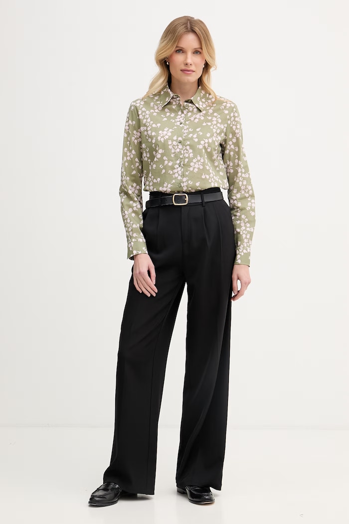 United Colors of Benetton košeľa dámska bavlnená 5Q6SDQ07O zelená SS26