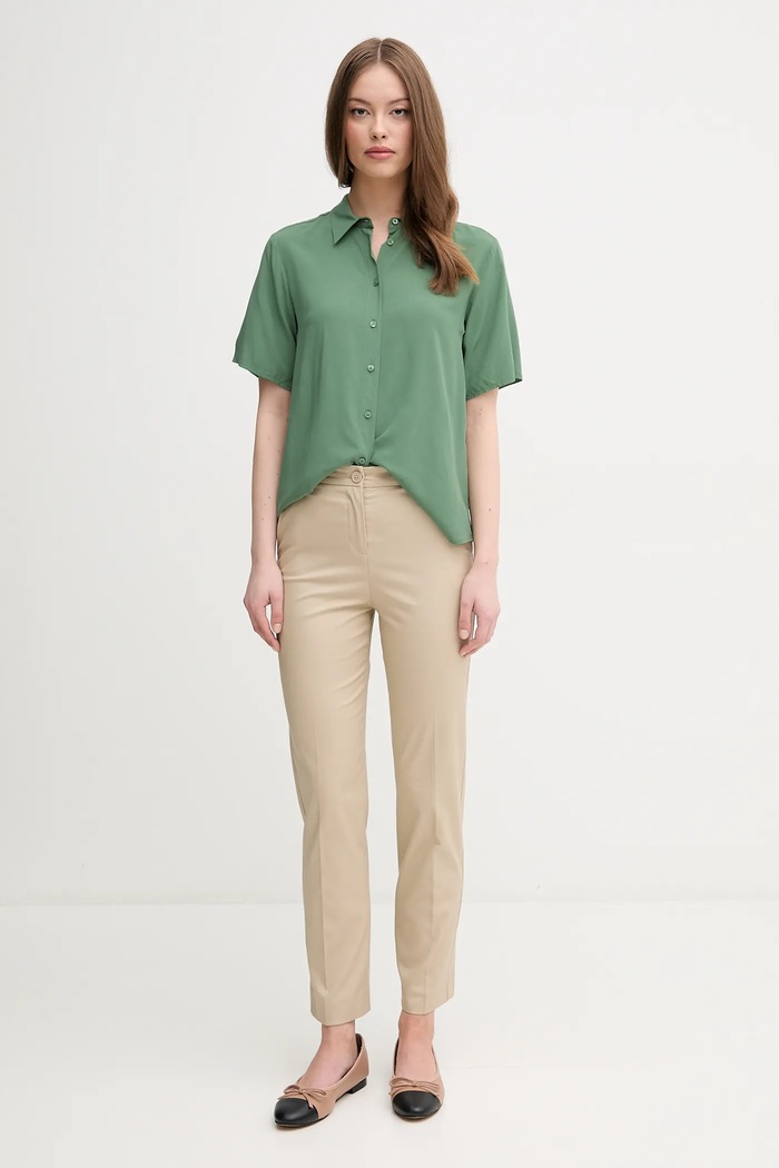 United Colors of Benetton koszula damska z wiskozy 5WPWDQ0B1 zielony SS26