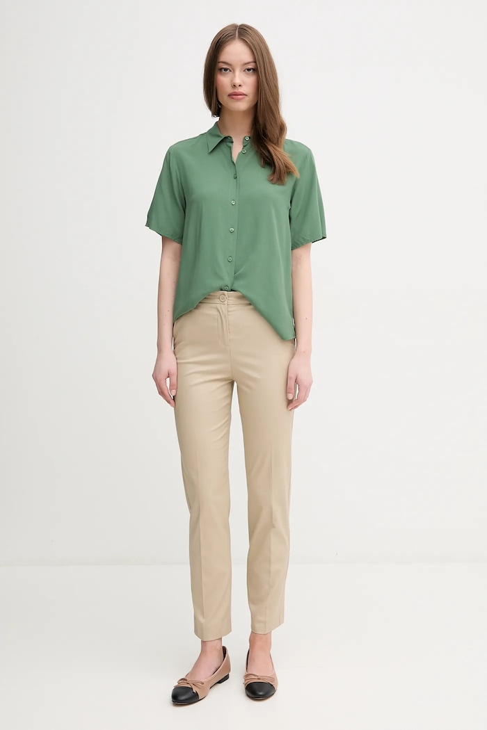 United Colors of Benetton koszula damska z wiskozy 5WPWDQ0B1 zielony SS26