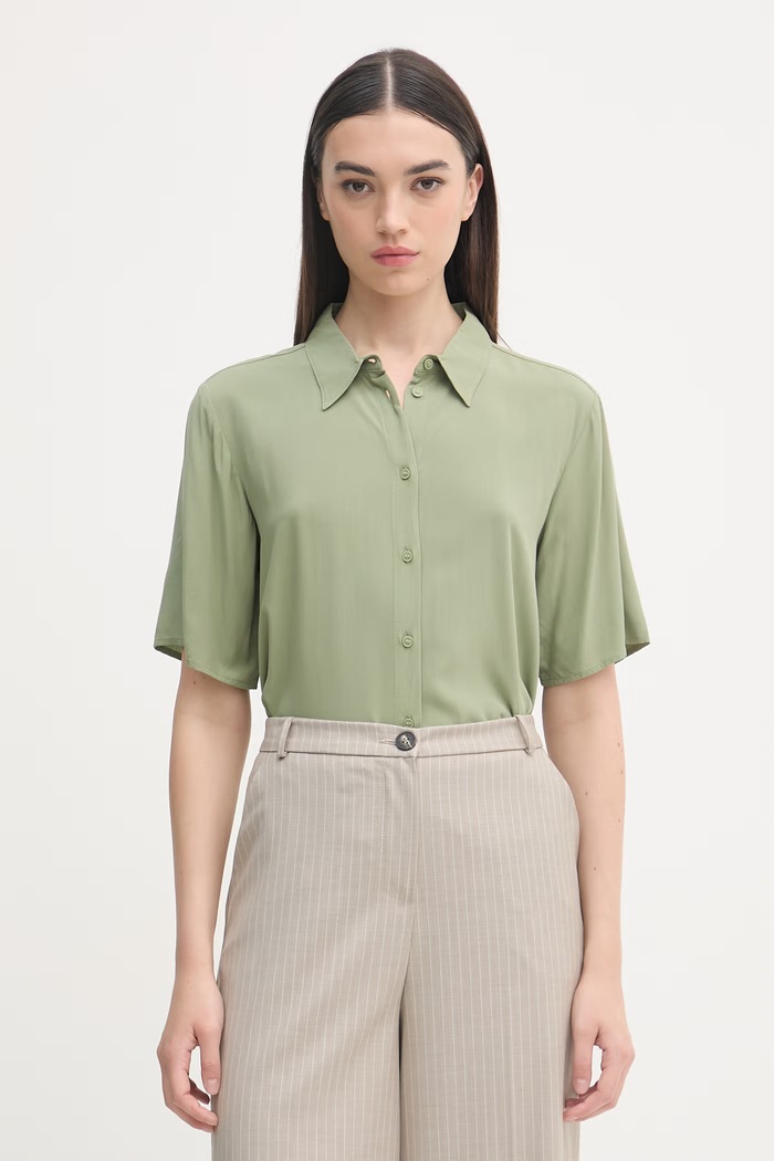 United Colors of Benetton női viszkóz ing zöld 5WPWDQ0B1