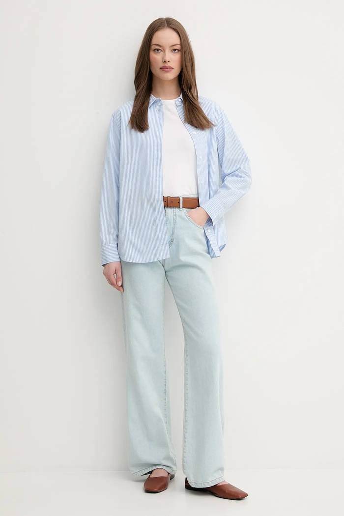 United Colors of Benetton koszula damska bawełniana 59T7DQ0BH niebieski SS26