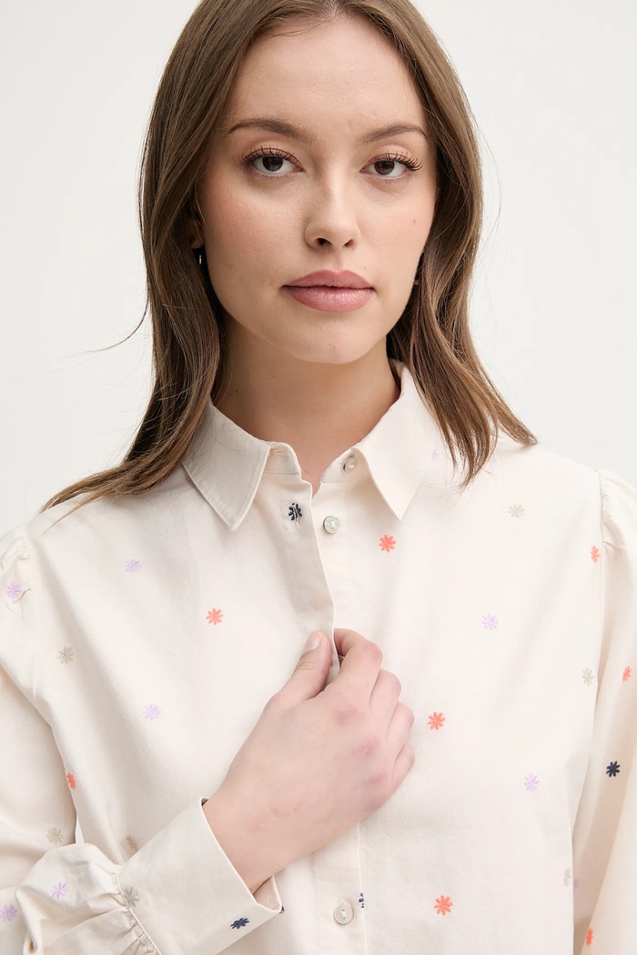 United Colors of Benetton koszula bawełniana beżowy 5D51DQ0BF