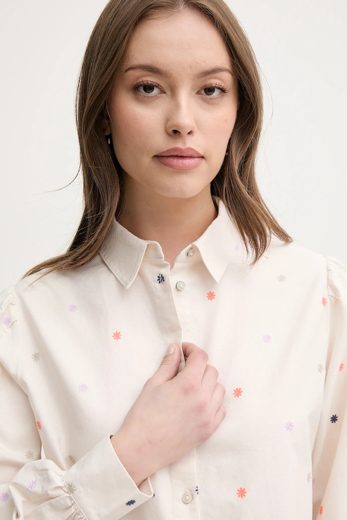 United Colors of Benetton koszula bawełniana beżowy 5D51DQ0BF