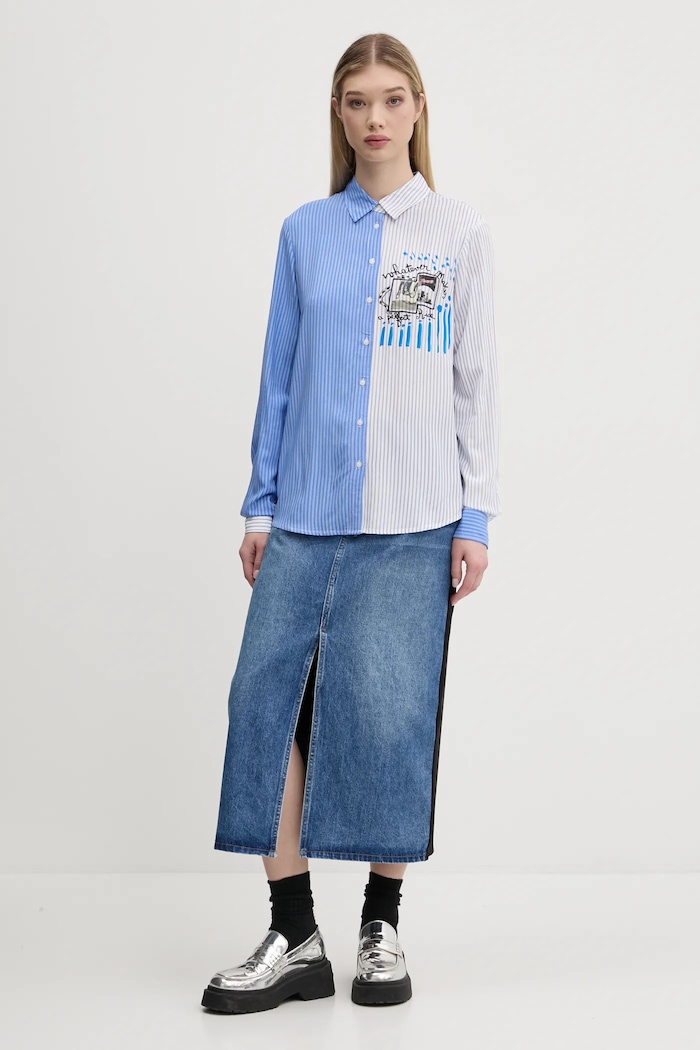 Košeľa Desigual A PERFECT RIDE 25SWCW36 modrá SS25