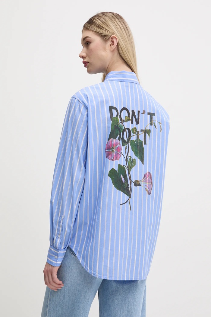 Bavlnená košeľa Desigual DONT DO IT regular modrá 25SWCW16