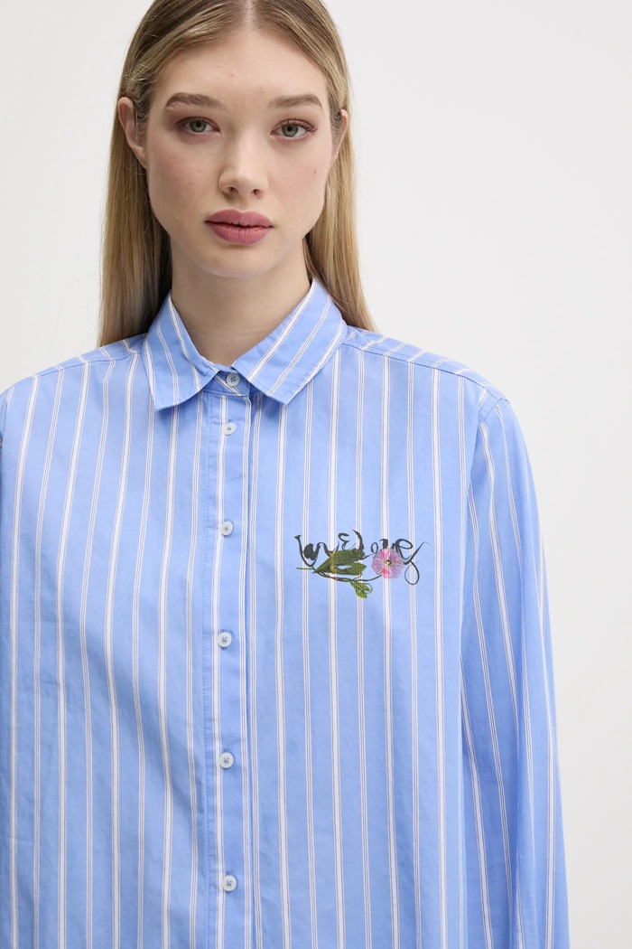 Bavlnená košeľa Desigual DONT DO IT modrá 25SWCW16
