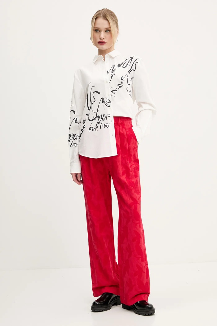 Desigual camasa din bumbac HERA 25SWCW05 alb SS25