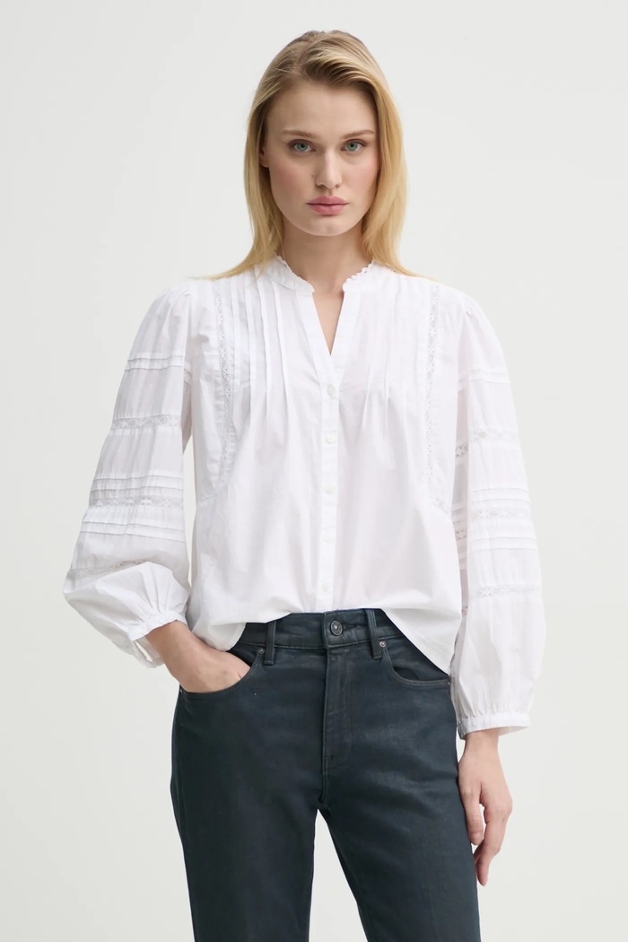Bombažna srajca Levi's MANDY LS BLOUSE Brez vzorca bela 001HN