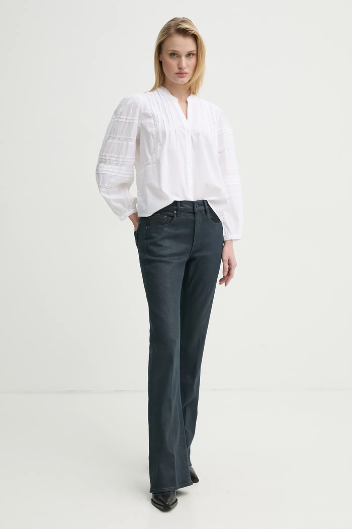 Bombažna srajca Levi's MANDY LS BLOUSE 001HN bela SS25