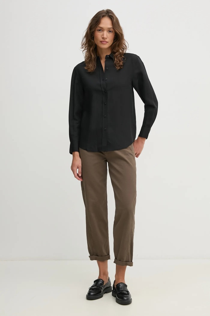 Calvin Klein koszula z domieszką lnu K20K208321 czarny SS25