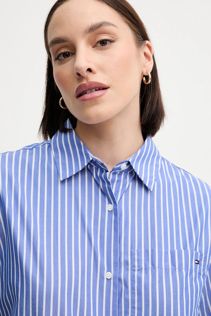 Bavlnená košeľa Tommy Hilfiger fialová WW0WW44717
