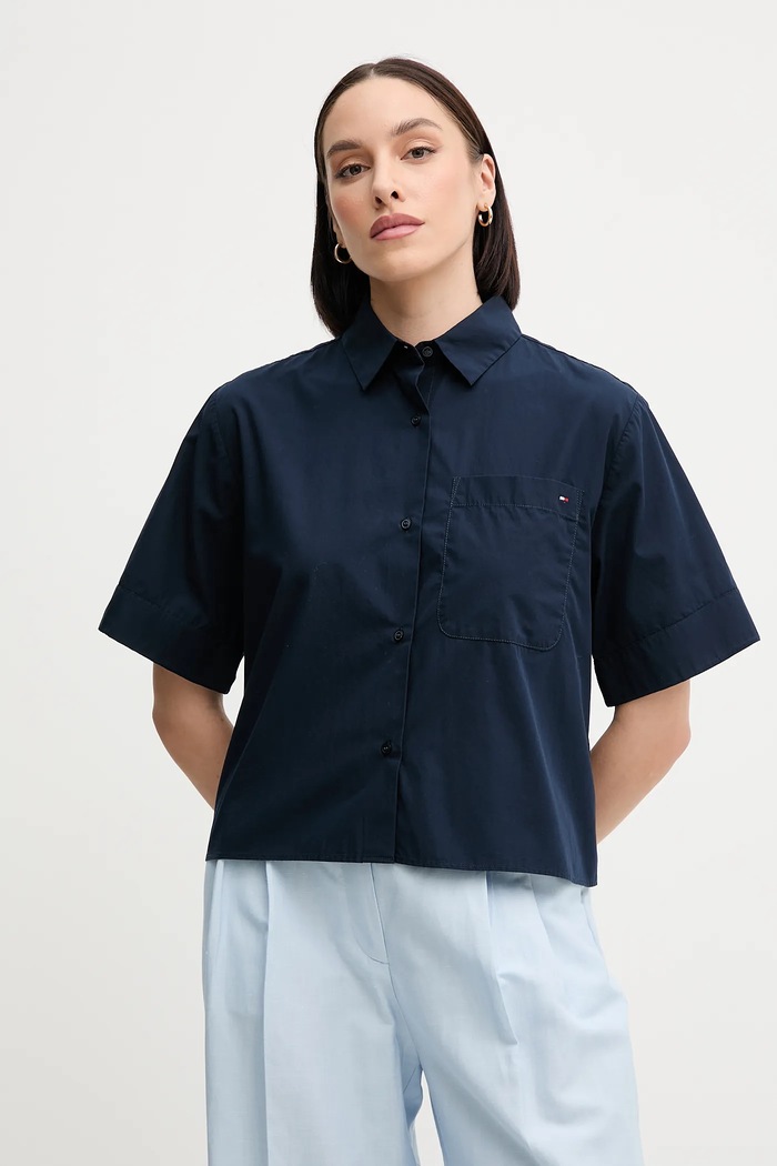 Pamučna košulja Tommy Hilfiger casual mornarsko plava WW0WW44717