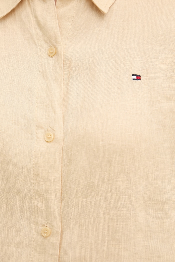 Tommy Hilfiger košeľa dámska ľanová WW0WW44679 béžová