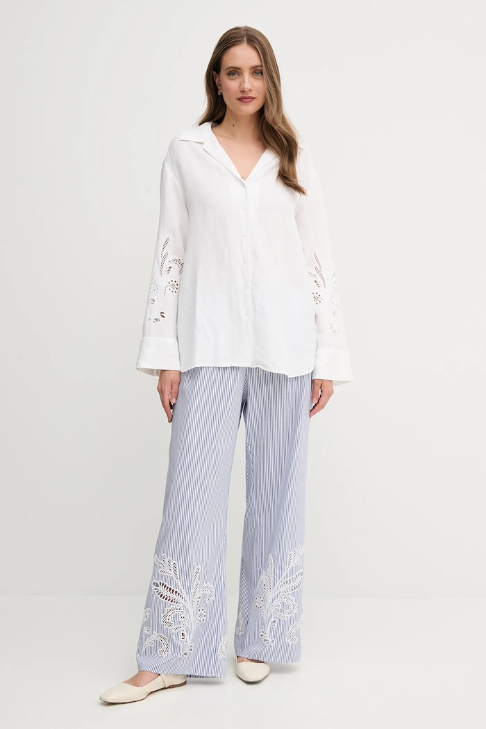 Tommy Hilfiger Koszula lniana WW0WW45940 beżowy SS25