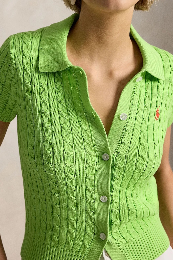 Polo Ralph Lauren sweter z krótkim rękawem damski bawełniany zielony 211963486