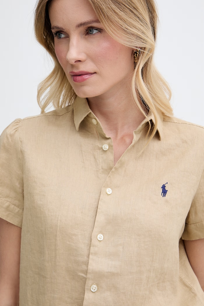Polo Ralph Lauren cămașă pentru femei, din in bej 211973366