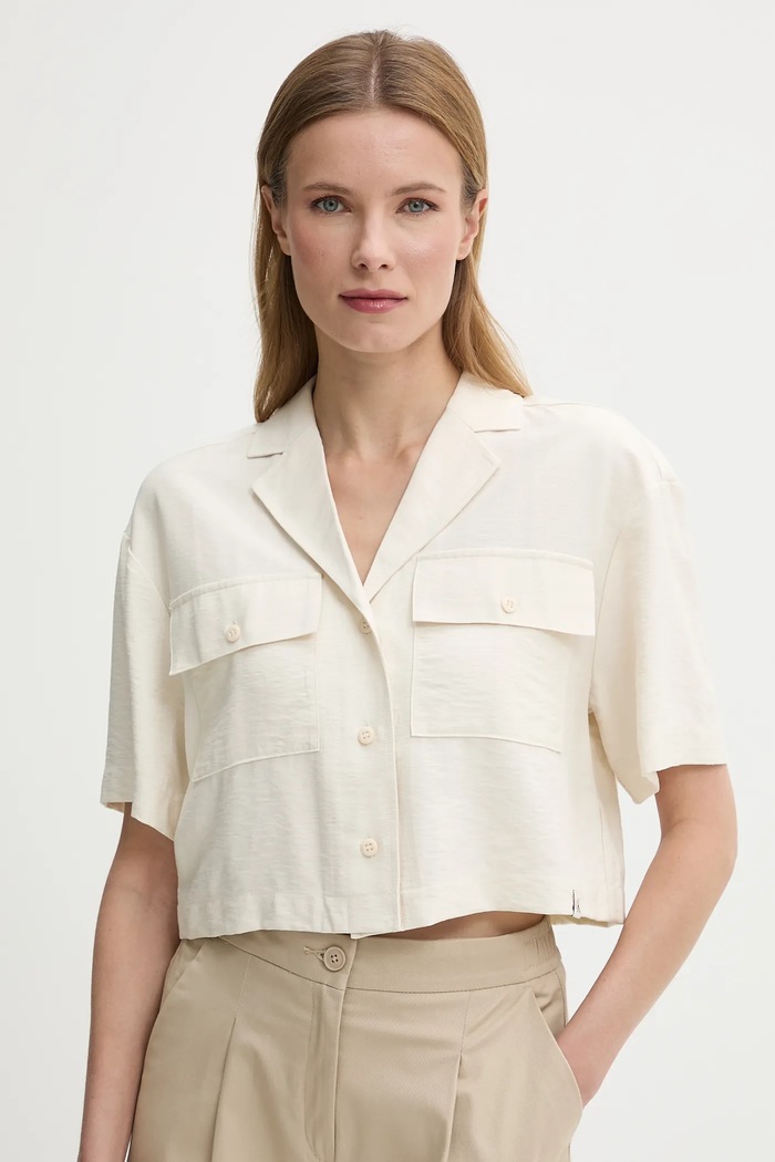 Риза Calvin Klein Jeans свободна бежов J20J225353