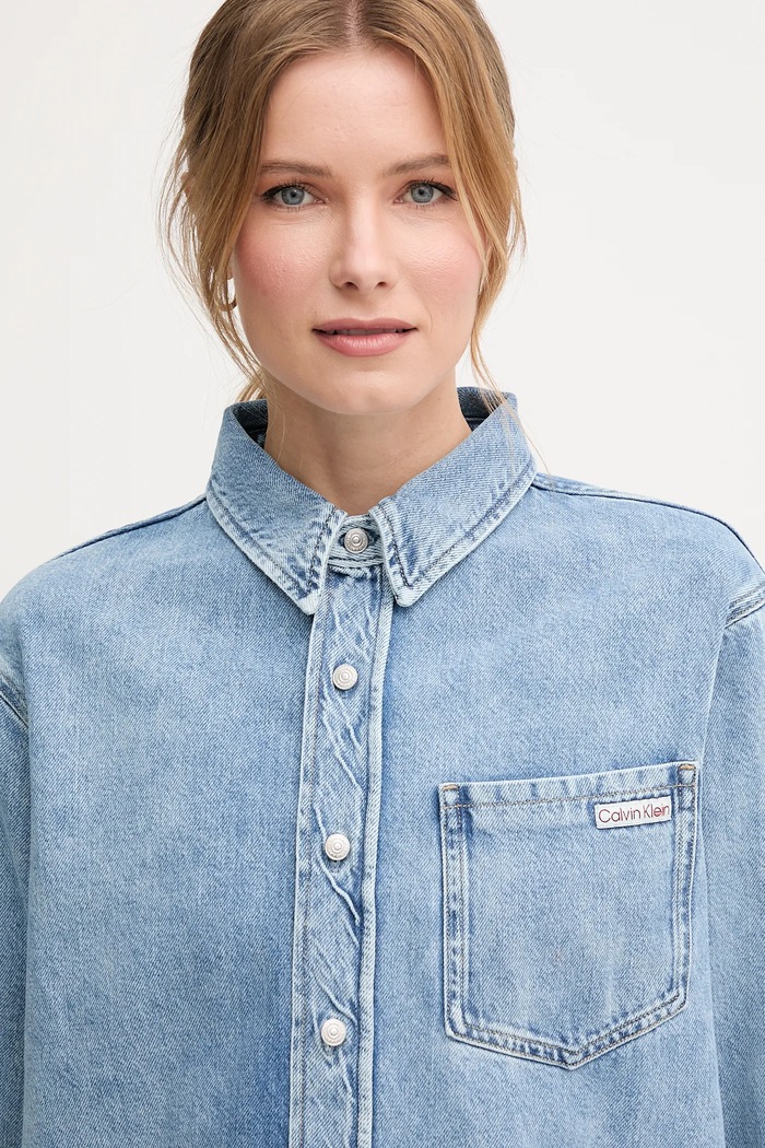 Džínová košile Calvin Klein Jeans modrá J20J225516