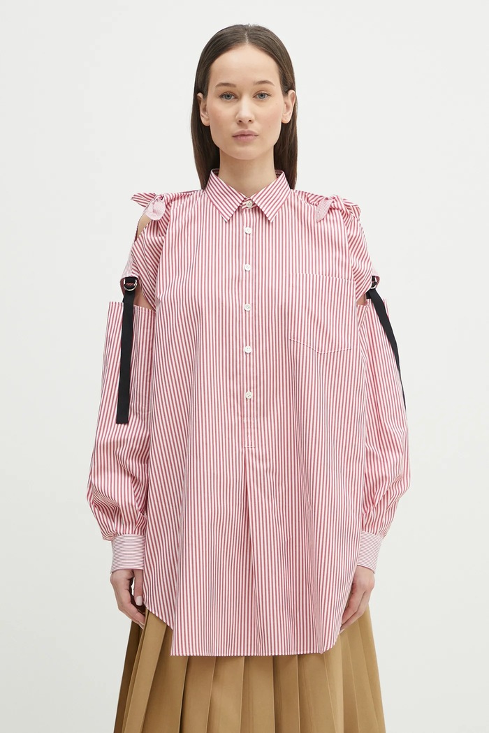 Βαμβακερό πουκάμισο Undercover Shirt χαλαρό κόκκινο UP1E1405