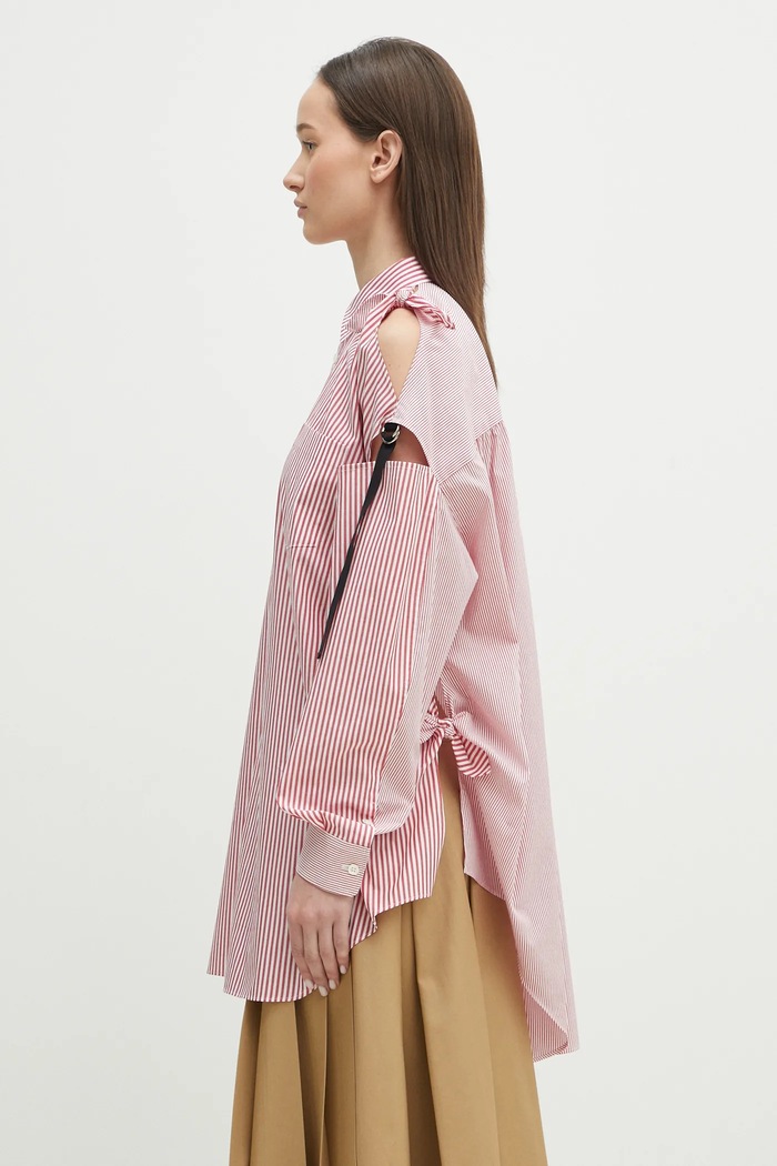 Βαμβακερό πουκάμισο Undercover Shirt UP1E1405 κόκκινο SS25