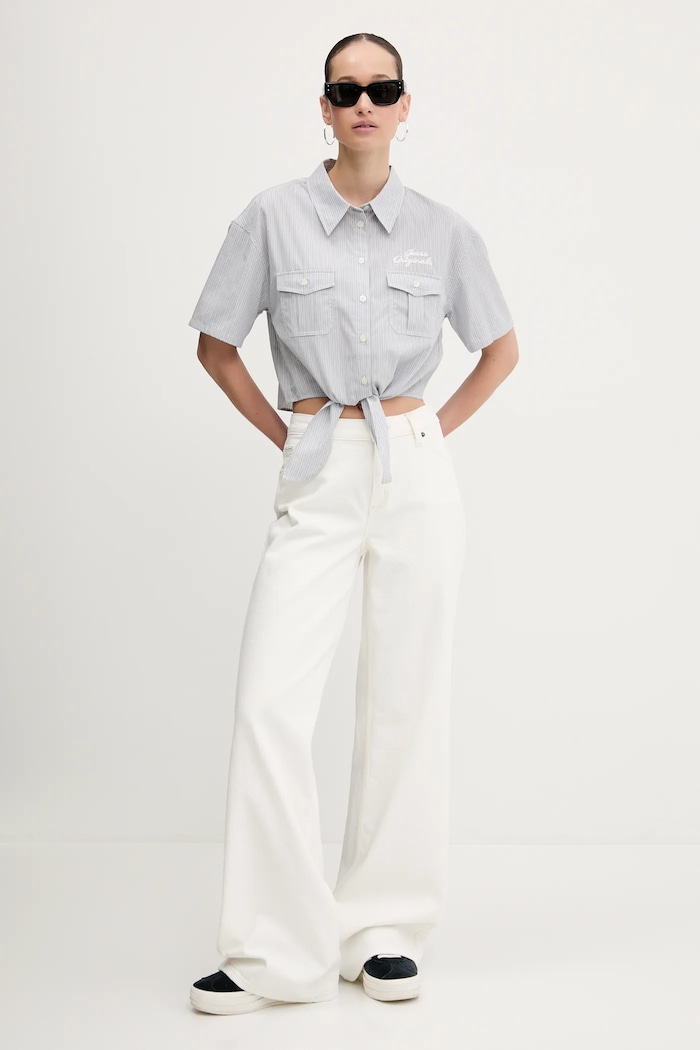 Pamučna košulja Guess Originals W5GH0M.WH7Q1 plava SS25