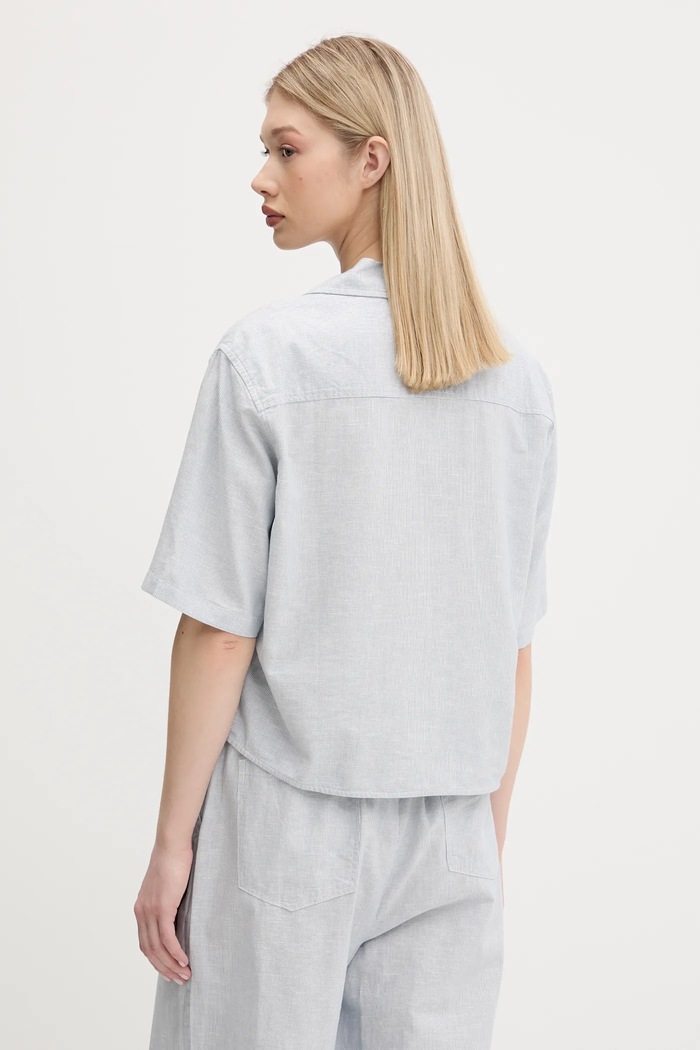 Odzież Tommy Jeans koszula z domieszką lnu DW0DW20286 niebieski