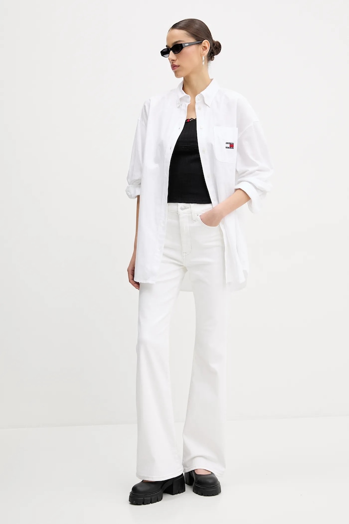 Tommy Jeans koszula bawełniana DW0DW20289 biały SS25