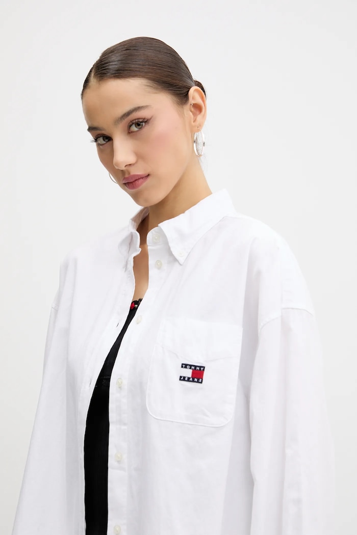 Tommy Jeans koszula bawełniana biały DW0DW20289
