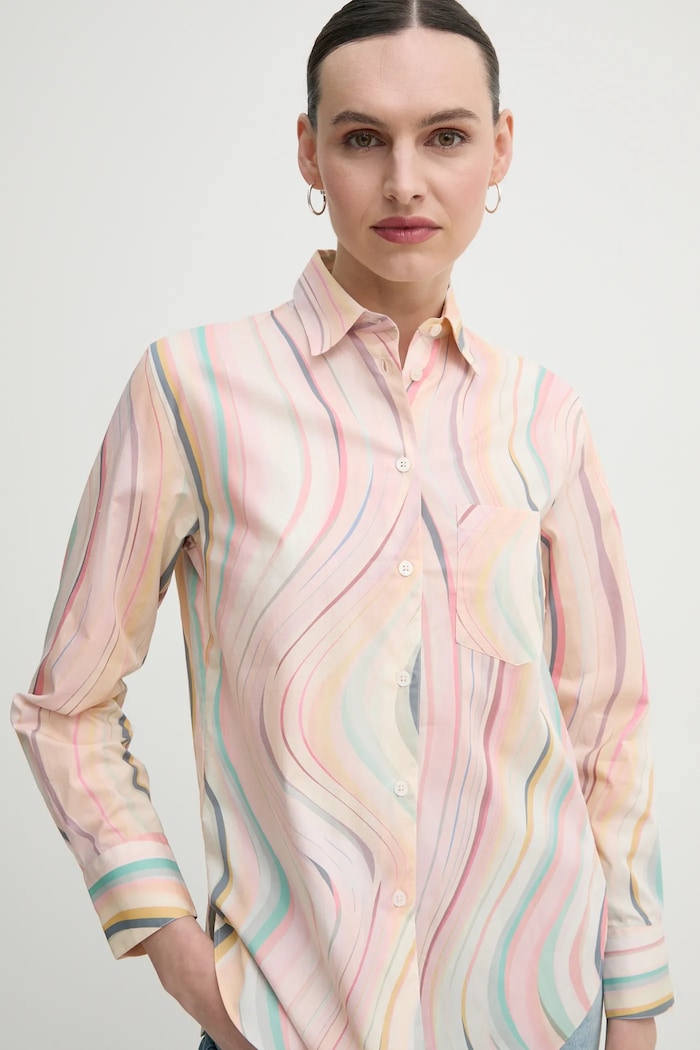 Pamučna košulja PS Paul Smith roza W2R.331B.P31281
