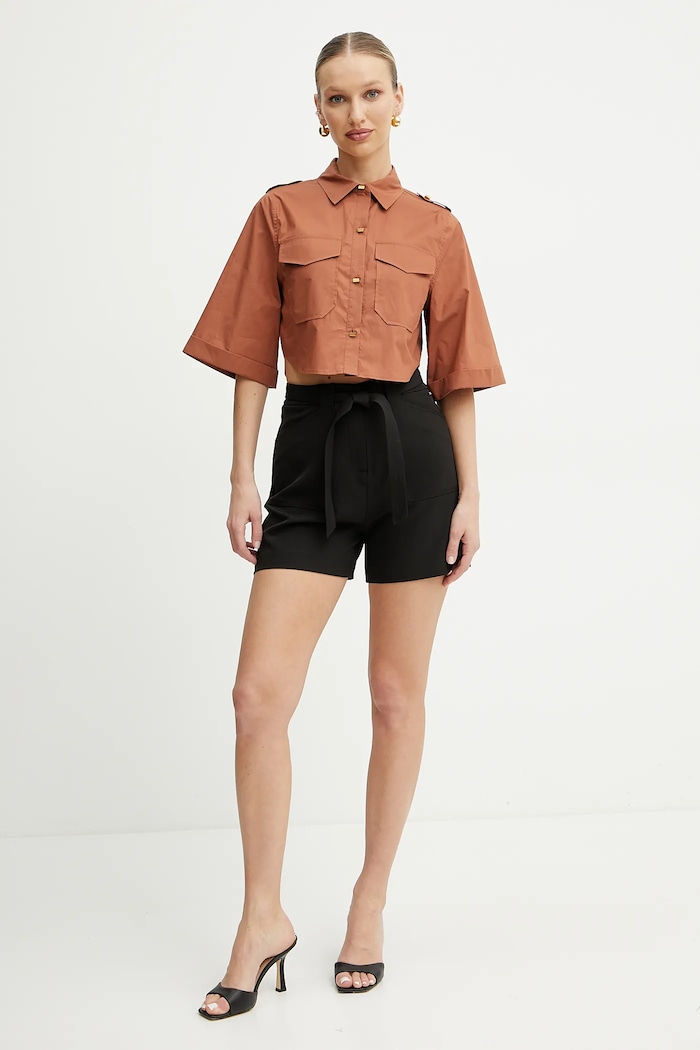 Marciano by Guess camicia in cotone PAT 5GGH27.7315A marrone SS25