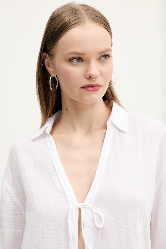 Abercrombie & Fitch bluza din bumbac alb KI140.5000.100
