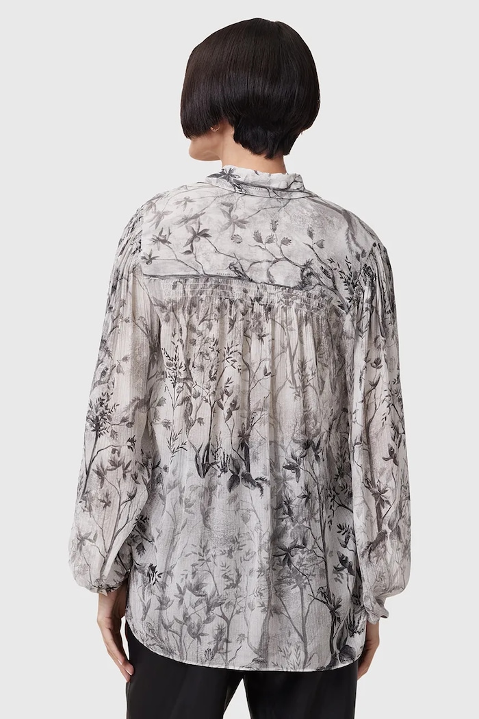 Odzież AllSaints Koszula z domieszką jedwabiu EDDIE W044PC szary