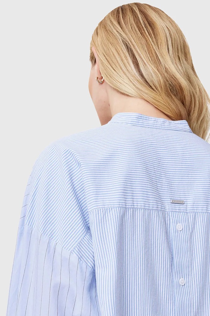Ruházat AllSaints pamut ing ANA W047PC kék