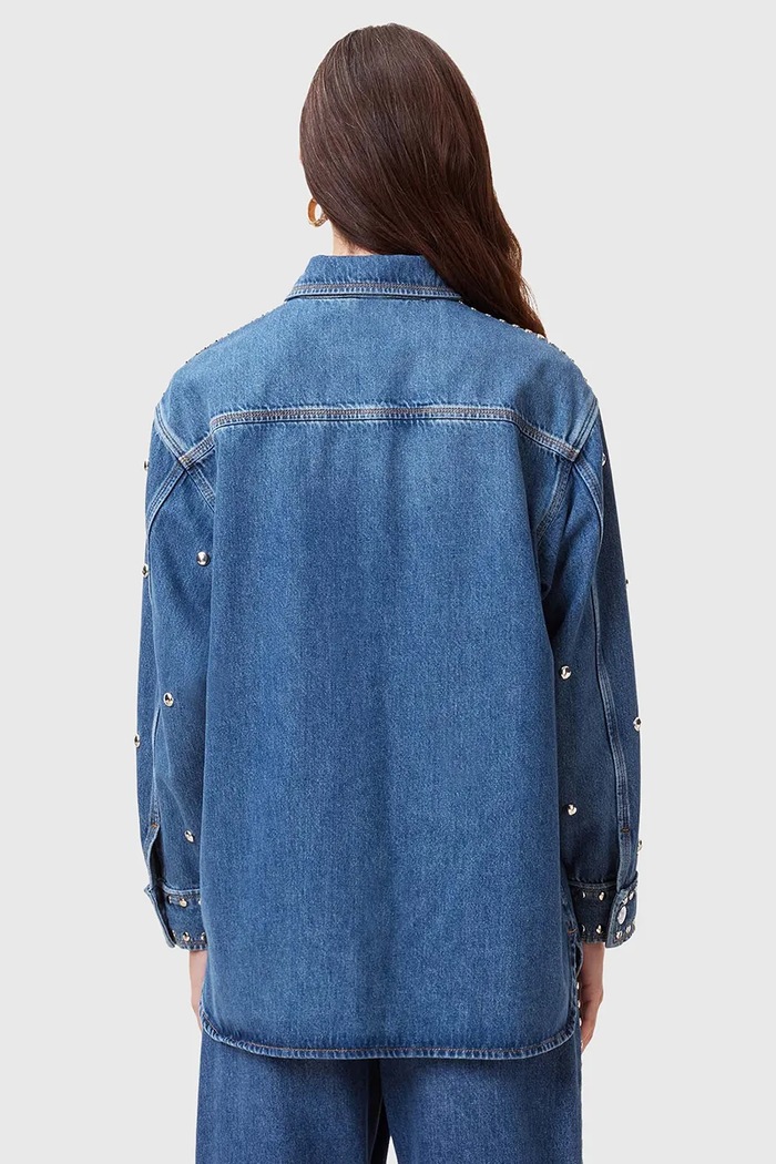 AllSaints koszula bawełniana jeansowa ALBA niebieski W051PC
