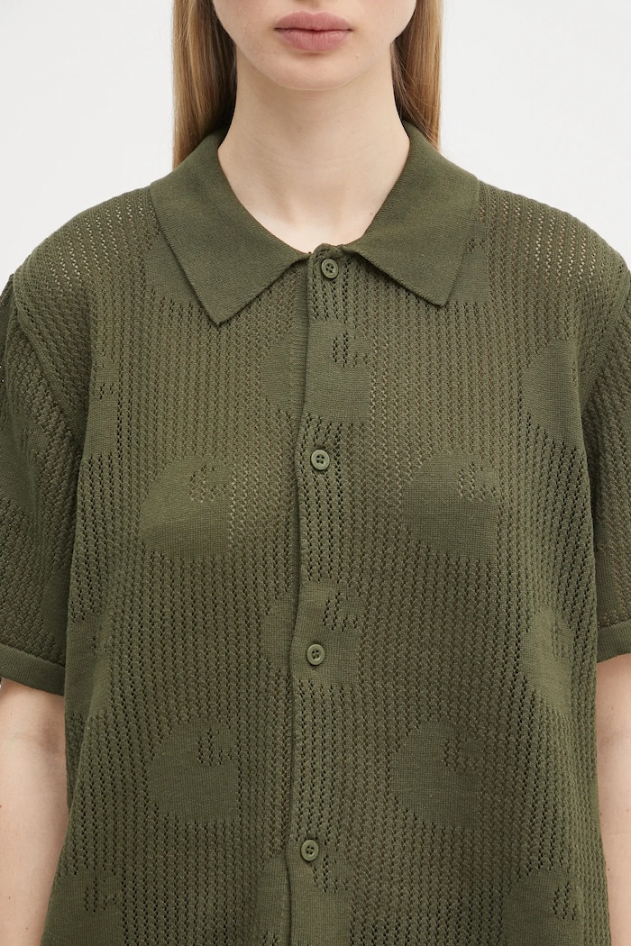 Carhartt WIP koszula bawełniana W’ S/S Temple Knit Shirt zielony I034541.667XX