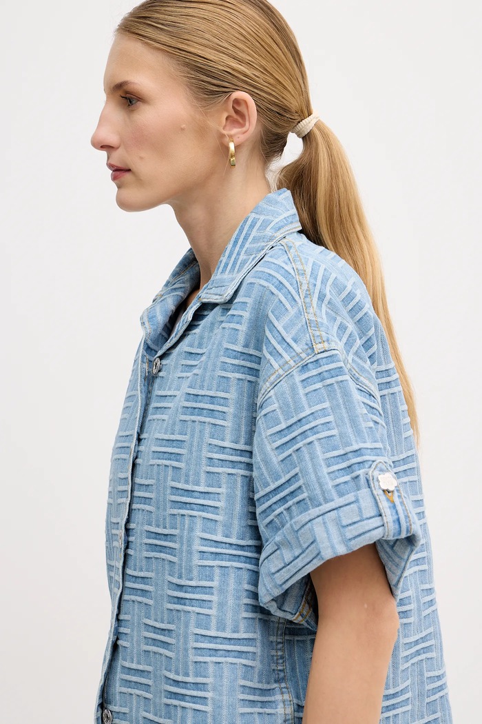 Rifľová košeľa Kenzo modrá FF52DC2496J4.DB