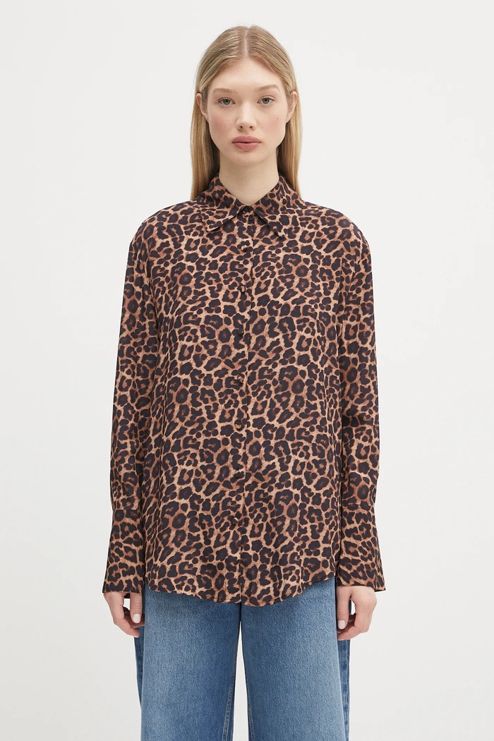 Πουκάμισο Anine Bing Bridget Shirt χαλαρό καφέ A.07.11162