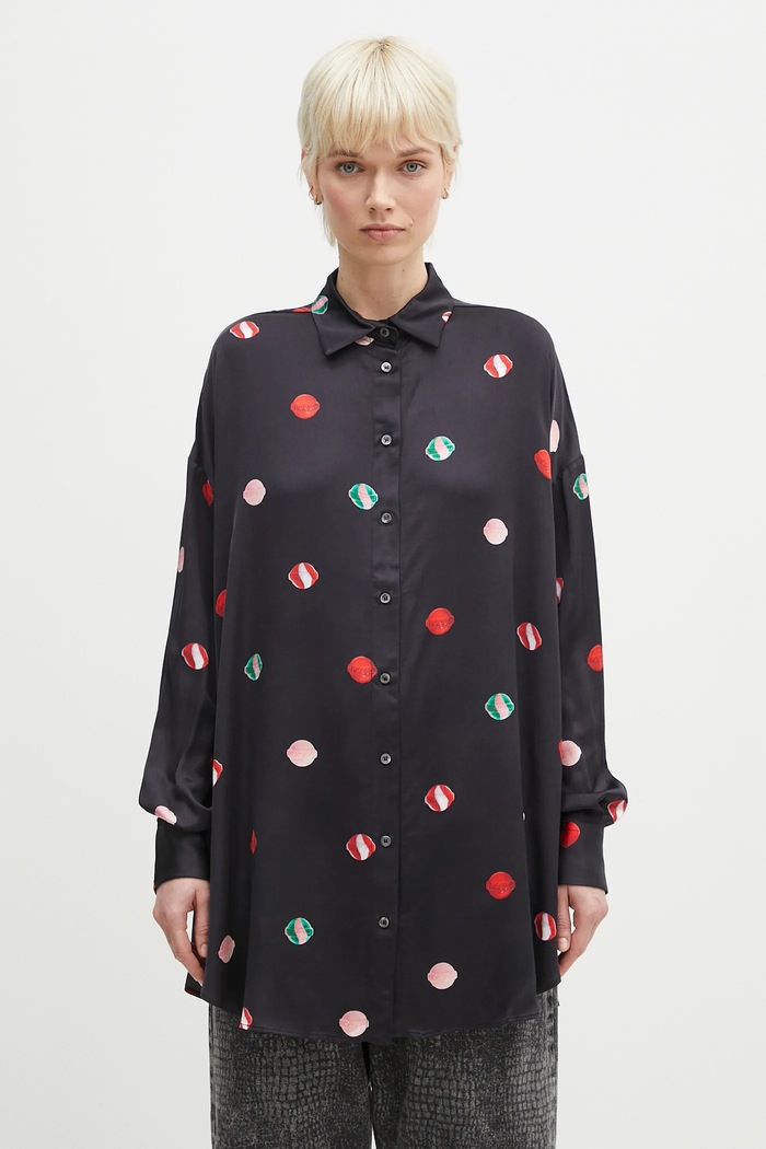 Fiorucci koszula Lollipop Print klasyczny czarny W02SPTLO285VI01BK03