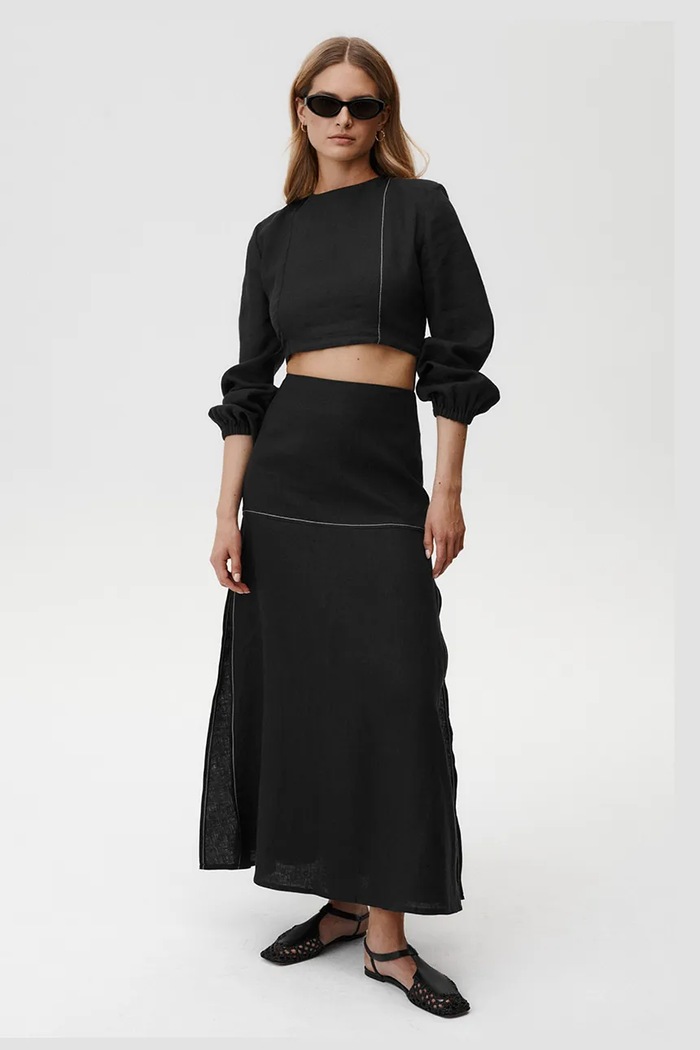 Lanena bluza Undress Code Selene Shirt bez uzorka crna 890.
