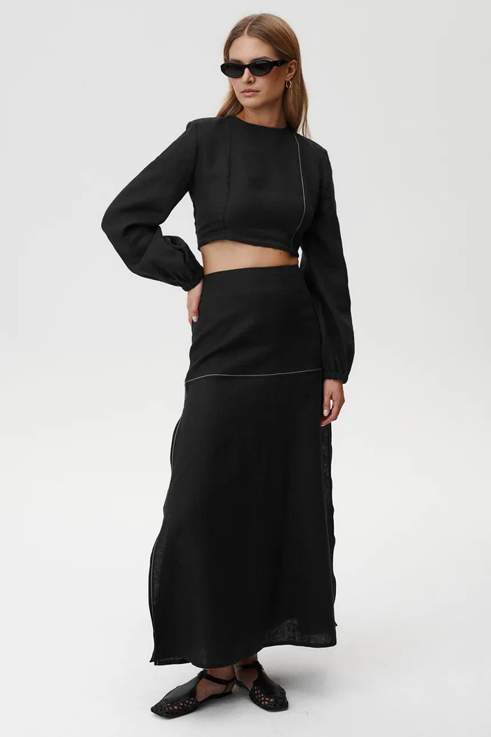 Lanena bluza Undress Code Selene Shirt crna 890.