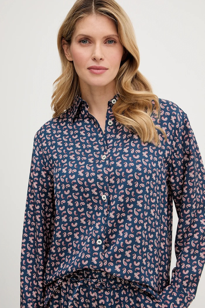 Košile A.P.C. Chemise Gabrielle námořnická modř VIALN.F12607