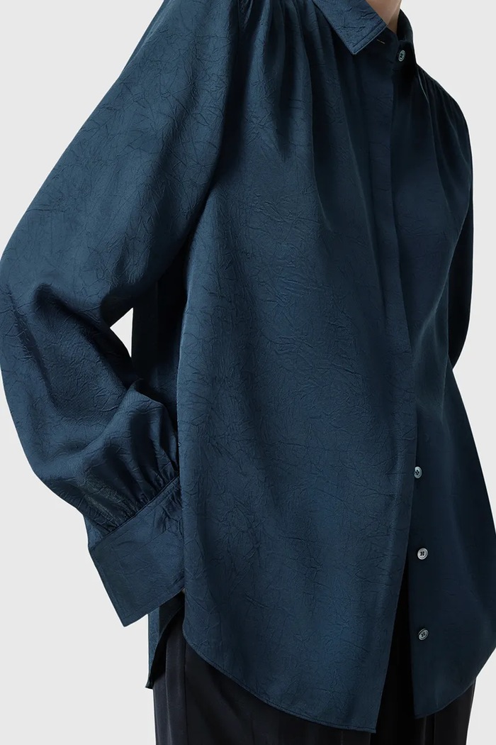 Oblačila Srajca AllSaints AGGIE W039PC mornarsko modra