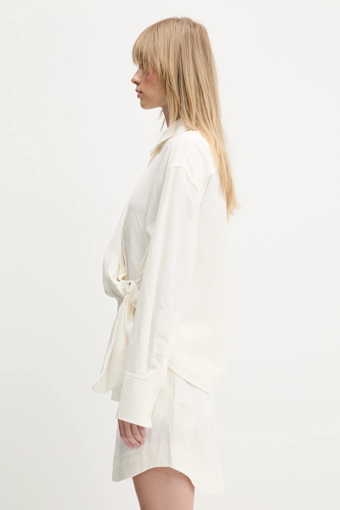 JW Anderson linen blend shirt Draped Twisted SH0346.PG1690.002 beige SS25