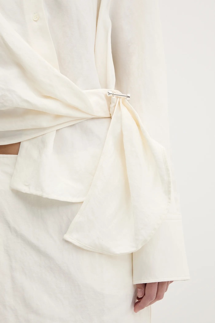 JW Anderson linen blend shirt Draped Twisted beige SH0346.PG1690.002